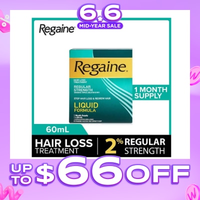 REGAINE - Regular Strength Minoxidil Topical Solution 2% W/V Solution (For Hair Regrow & Hair Loss Treatment) 60ml