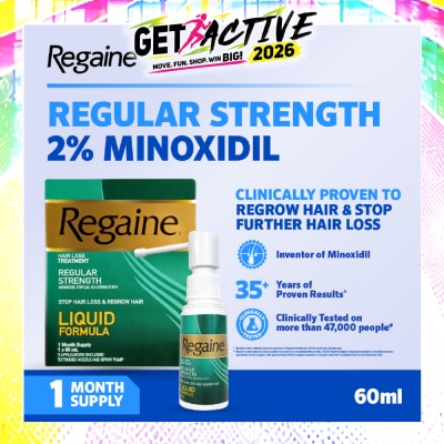 REGAINE - Regular Strength Minoxidil Topical Solution 2% W/V Solution (For Hair Regrow & Hair Loss Treatment) 60ml image