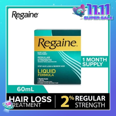 REGAINE Regular Strength Minoxidil Topical Solution 2% W/V Solution (For Hair Regrow & Hair Loss Treatment) 60ml