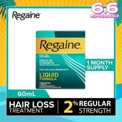 REGAINE Regular Strength Minoxidil Topical Solution 2% W/V Solution (For Hair Regrow & Hair Loss Treatment) 60ml