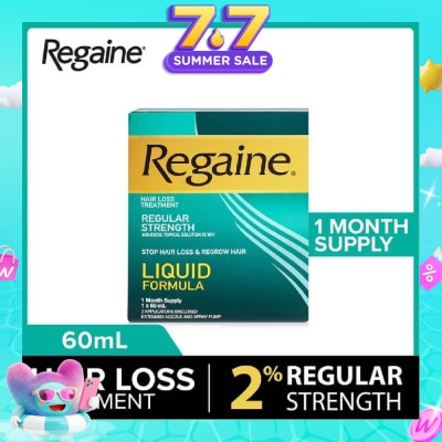REGAINE - Regular Strength Minoxidil Topical Solution 2% W/V Solution (For Hair Regrow & Hair Loss Treatment) 60ml