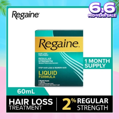 REGAINE Regular Strength Minoxidil Topical Solution 2% W/V Solution (For Hair Regrow & Hair Loss Treatment) 60ml