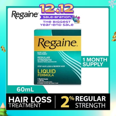 REGAINE Regular Strength Minoxidil Topical Solution 2% W/V Solution (For Hair Regrow & Hair Loss Treatment) 60ml