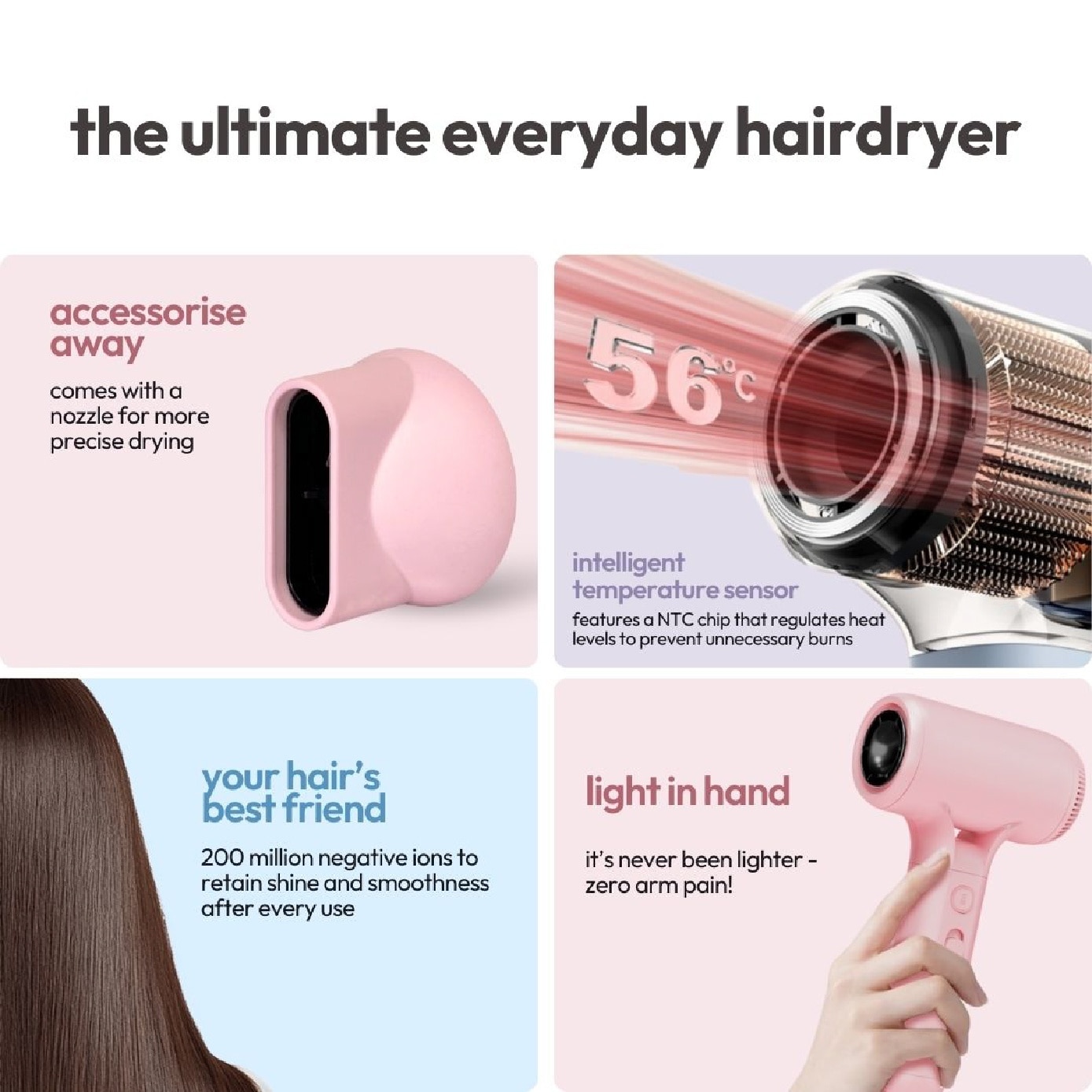 Colour+ 2.0 Pink Hairdryer 1s