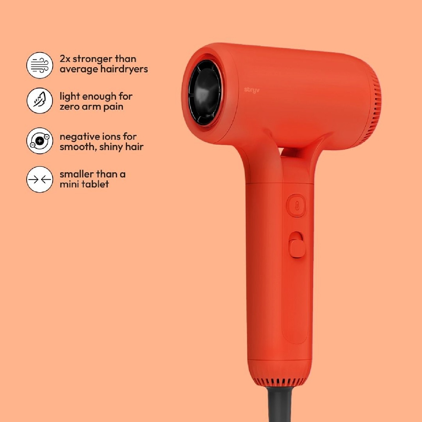 Colour+ 2.0 Orange Hairdryer 1s