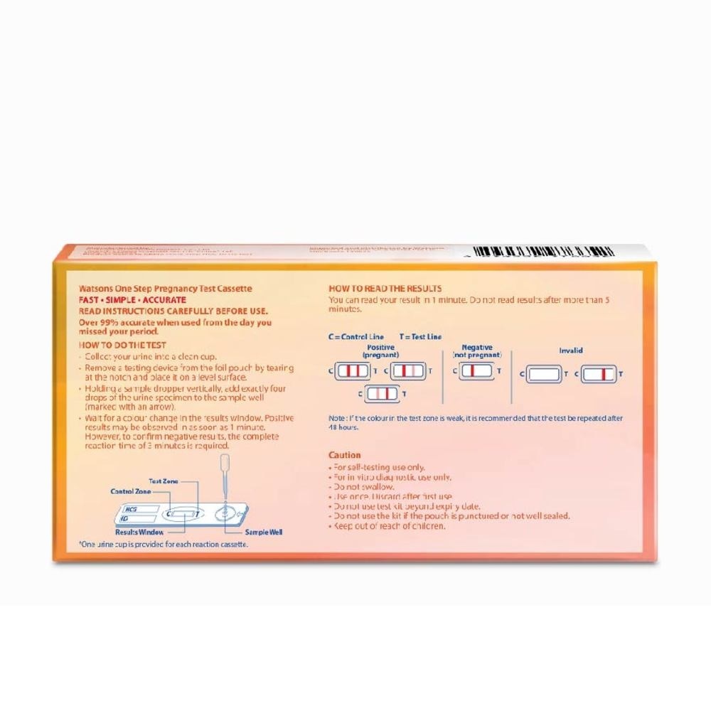 Watsons One Step Pregnancy Cassettes Test Kit (Over 99% Accuracy) 2s