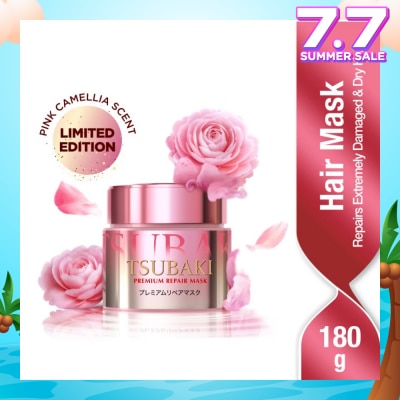TSUBAKI Limited Edition Premium Repair Mask Pink Camellia (Salon Quality Hair With No Waiting Time - For Severely Damaged/Tangled Hair) 180g