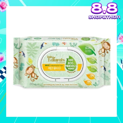 NATURALS BY WATSONS Baby Naturals by Watsons 99.99% Antibacterial Soft Wipes 100% Eco-Friendly Mild & Safe 80s