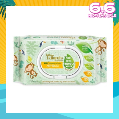 NATURALS BY WATSONS Baby Naturals by Watsons 99.99% Antibacterial Soft Wipes 100% Eco-Friendly Mild & Safe 80s