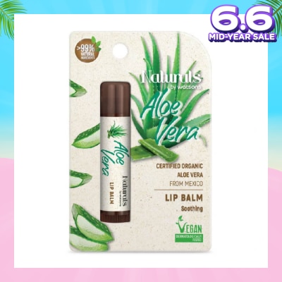 NATURALS BY WATSONS Certified Organic Aloe Vera Soothing Vegan Lip Balm (Moisturise & Prevents Chapped Lip) 4.5g