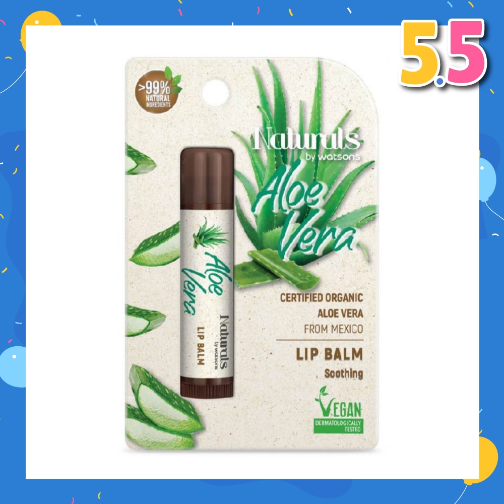 Certified Organic Aloe Vera Soothing Vegan Lip Balm (Moisturise & Prevents Chapped Lip) 4.5g