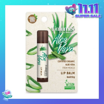 NATURALS BY WATSONS Certified Organic Aloe Vera Soothing Vegan Lip Balm (Moisturise & Prevents Chapped Lip) 4.5g