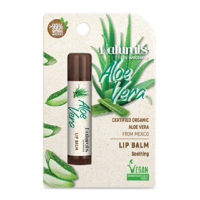 NATURALS BY WATSONS Certified Organic Aloe Vera Soothing Vegan Lip Balm (Moisturise & Prevents Chapped Lip) 4.5g