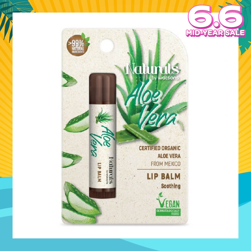 Certified Organic Aloe Vera Soothing Vegan Lip Balm (Moisturise & Prevents Chapped Lip) 4.5g