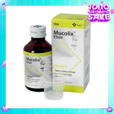 MUCOLIX Cough Syrup Kiwi Flavour (Dissolves Stubborn Phelgm and Relieves Wet Cough) 90ml
