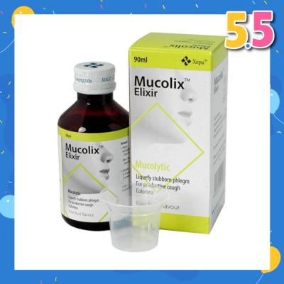 MUCOLIX Cough Syrup Kiwi Flavour (Dissolves Stubborn Phelgm and Relieves Wet Cough) 90ml