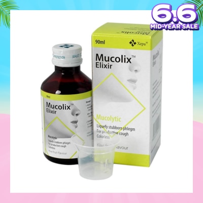 MUCOLIX Cough Syrup Kiwi Flavour (Dissolves Stubborn Phelgm and Relieves Wet Cough) 90ml