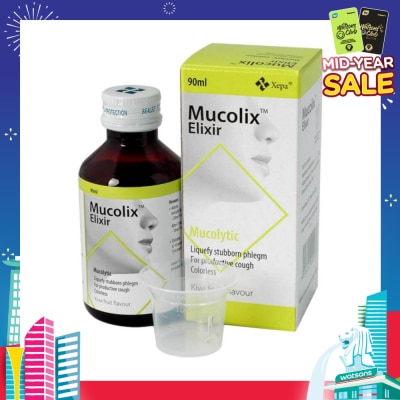 MUCOLIX Cough Syrup Kiwi Flavour (Dissolves Stubborn Phelgm and Relieves Wet Cough) 90ml