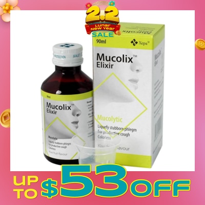 MUCOLIX Cough Syrup Kiwi Flavour (Dissolves Stubborn Phelgm and Relieves Wet Cough) 90ml