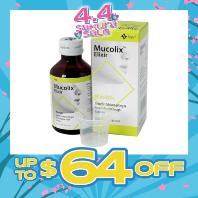 MUCOLIX - Cough Syrup Kiwi Flavour (Dissolves Stubborn Phelgm and Relieves Wet Cough) 90ml