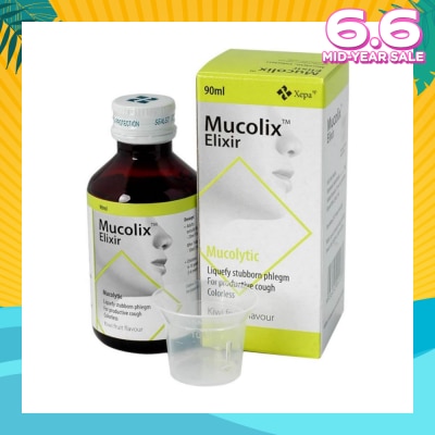 MUCOLIX Cough Syrup Kiwi Flavour (Dissolves Stubborn Phelgm and Relieves Wet Cough) 90ml
