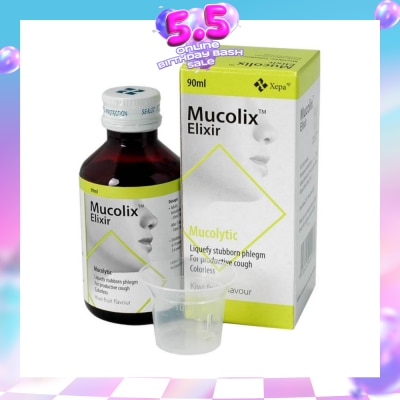 MUCOLIX - Cough Syrup Kiwi Flavour (Dissolves Stubborn Phelgm and Relieves Wet Cough) 90ml