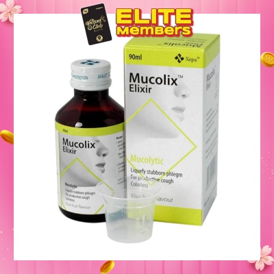 MUCOLIX Cough Syrup Kiwi Flavour (Dissolves Stubborn Phelgm and Relieves Wet Cough) 90ml