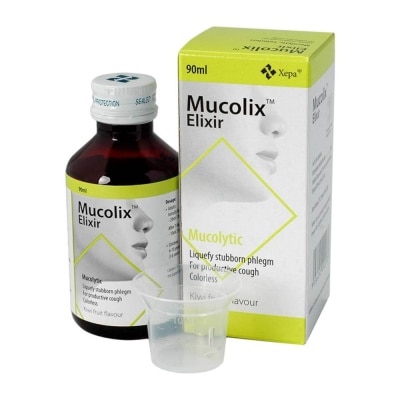 MUCOLIX Cough Syrup Kiwi Flavour (Dissolves Stubborn Phelgm and Relieves Wet Cough) 90ml