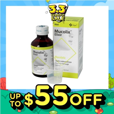 MUCOLIX Cough Syrup Kiwi Flavour (Dissolves Stubborn Phelgm and Relieves Wet Cough) 90ml