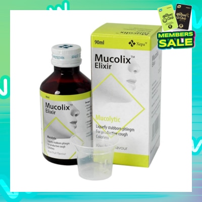 MUCOLIX Cough Syrup Kiwi Flavour (Dissolves Stubborn Phelgm and Relieves Wet Cough) 90ml