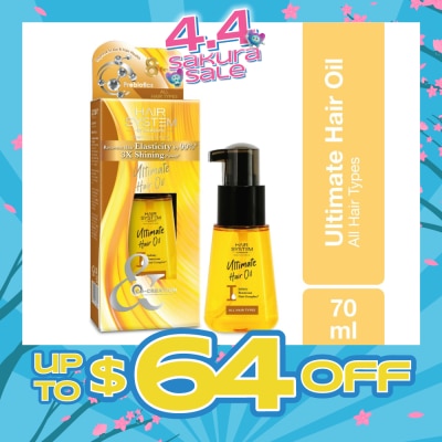 HAIR SYSTEM BY WATSONS - Ultimate Hair Oil 3X Shining Power (Recovers Hair Elastcity by 99%) Suitable for All Hair Types 70ml