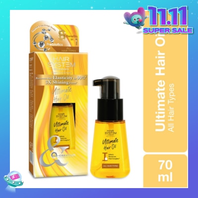 HAIR SYSTEM BY WATSONS Ultimate Hair Oil 3X Shining Power (Recovers Hair Elastcity by 99%) Suitable for All Hair Types 70ml