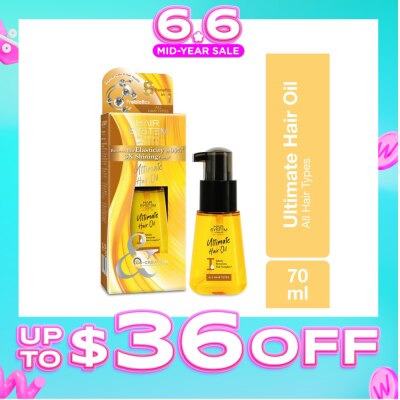 HAIR SYSTEM BY WATSONS - Ultimate Hair Oil 3X Shining Power (Recovers Hair Elastcity by 99%) Suitable for All Hair Types 70ml