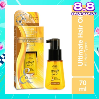 HAIR SYSTEM BY WATSONS Ultimate Hair Oil 3X Shining Power (Recovers Hair Elastcity by 99%) Suitable for All Hair Types 70ml