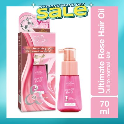 HAIR SYSTEM BY WATSONS - Ultimate Rose Hair Oil 2X Luxurious Shine(Supreme Hair Smoothing by 99%) 70ml