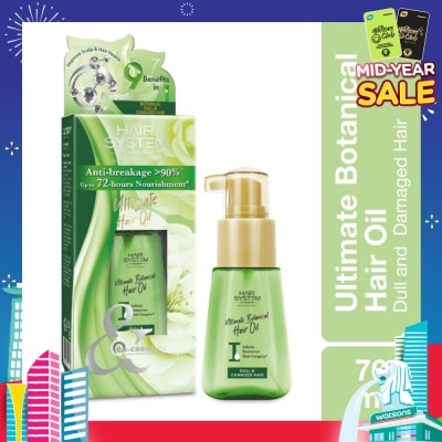 HAIR SYSTEM BY WATSONS Ultimate Botanical Hair Oil Up to 72 Hours Nourishment (Anti-breakage >90%) 70ml