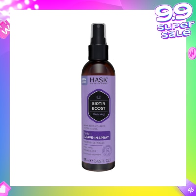 HASK Biotin Boost Thickening 5-In-1 Leave-In Spray (For Thickens + Detangles) 175ml
