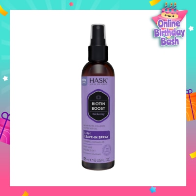 HASK Biotin Boost Thickening 5-In-1 Leave-In Spray (For Thickens + Detangles) 175ml