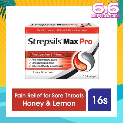 STREPSILS Lozenges Soothing Relief for Sore Throat Max Pro 16s