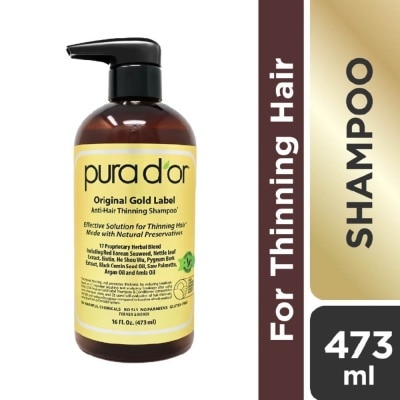 PURA D'OR Original Gold Label Anti-Hair Thinning Shampoo (Made with Natural Preservatives) 473ml