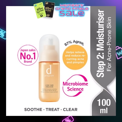 D PROGRAM Acne Care Emulsion Moisturiser For Acne Prone Skin (Helps Relieve Reduce Recurring Acne Pimples) 100ml