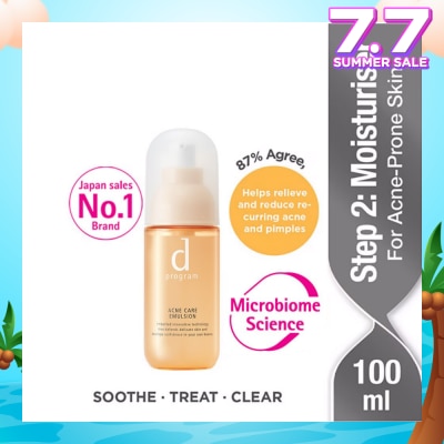 D PROGRAM Acne Care Emulsion Moisturiser For Acne Prone Skin (Helps Relieve Reduce Recurring Acne Pimples) 100ml