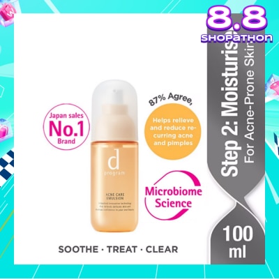 D PROGRAM Acne Care Emulsion Moisturiser For Acne Prone Skin (Helps Relieve Reduce Recurring Acne Pimples) 100ml