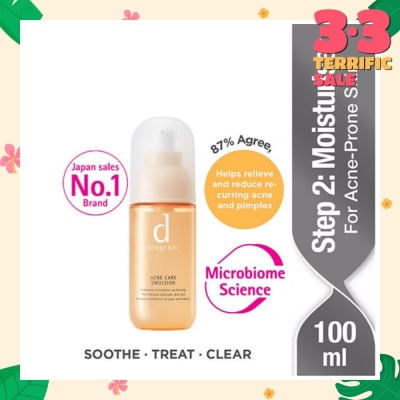 D PROGRAM Acne Care Emulsion Moisturiser For Acne Prone Skin (Helps Relieve Reduce Recurring Acne Pimples) 100ml