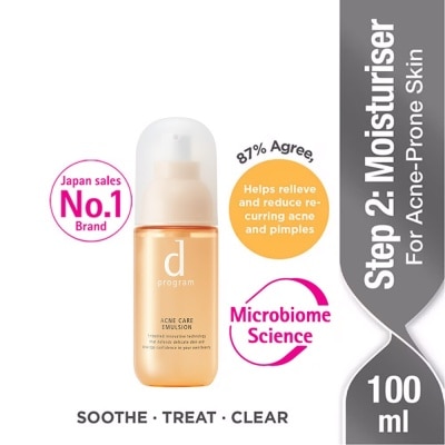 D PROGRAM Acne Care Emulsion Moisturiser For Acne Prone Skin (Helps Relieve Reduce Recurring Acne Pimples) 100ml