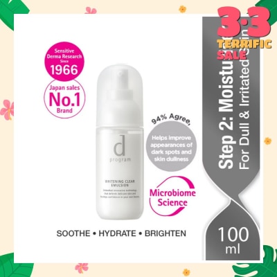 D PROGRAM Brightening Clear Emulsion Moisturiser For Dull & Irritated Skin (Helps Improve Skin Dullness) 100ml