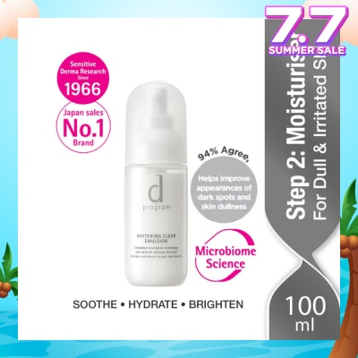 D PROGRAM Brightening Clear Emulsion Moisturiser For Dull & Irritated Skin (Helps Improve Skin Dullness) 100ml