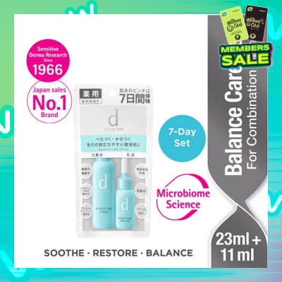 D PROGRAM 7-Day Balance Care Set consist Balance Care Lotion 23ml + Balance Care Emulsion 11ml (For Combination Skin)