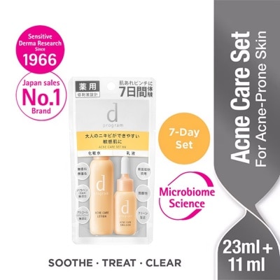 D PROGRAM 7-Day Acne Care Set consist Acne Care Lotion 23ml + Acne Care Emulsion 11ml (For Acne Prone Skin)