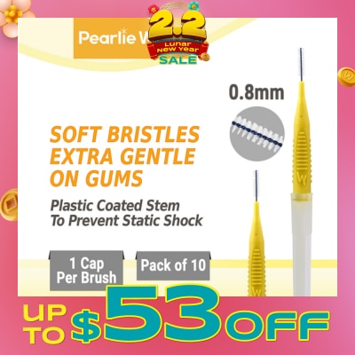 PEARLIE WHITE® Compact Interdental Brush Extra Soft Bristles XS 0.8mm 10s
